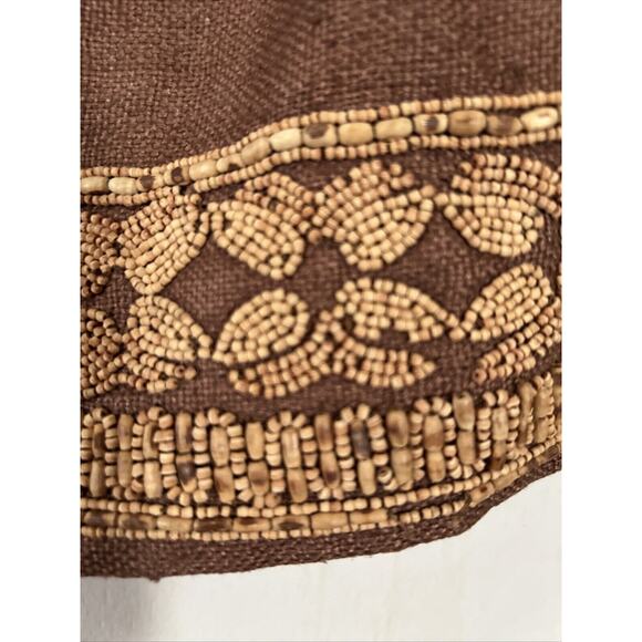 Vintage Krizia Maxi Skirt Womens 4 Silk Brown Beaded Bottom Boho Style - Picture 8 of 10